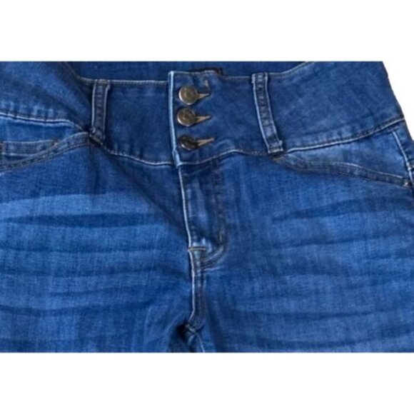 (6/$25) Simple Society High Rise Triple Button Skinny Jeans in Dark Wash Size 27 - Picture 4 of 5